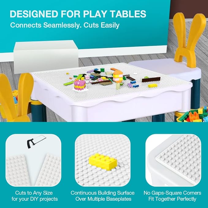 Lekebaby Classic Baseplates Building Base for Building Bricks 100% Compatible with Major Brands-Baseplate 10" x 10", Pack of 6 (White)