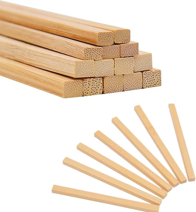 1/4 x 12 Inch 25 PCS Square Dowel Rods Wood Sticks Wooden Dowel Rods - Unfinished Bamboo Sticks - for Crafts,Home Decor, Model Making and DIYers