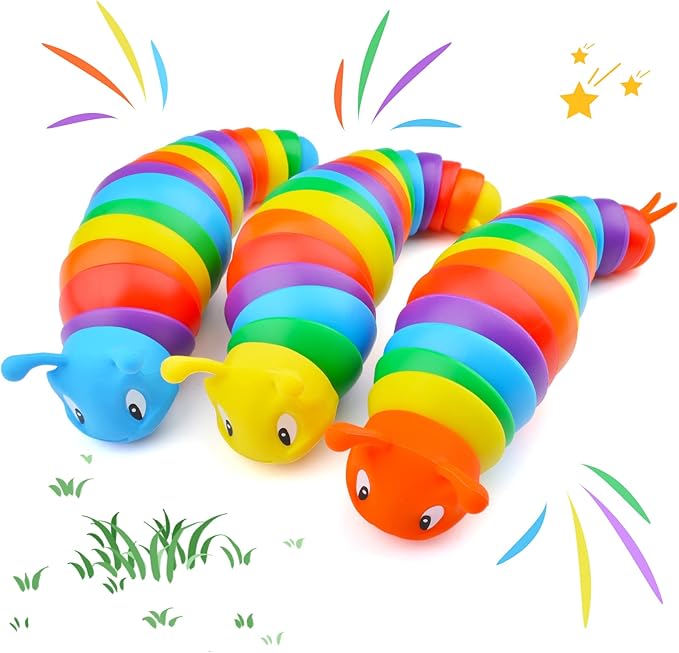 Cevioce Fidget Slug Toy, Sensory Slug Fidget Toys for Kids & Adults, 3 PCS Autism Sensory Toys for Autistic Children Toddlers, Toddler Toys - 3 4 5 6 7 8+ Year Old Girl Boy Birthday Gifts C