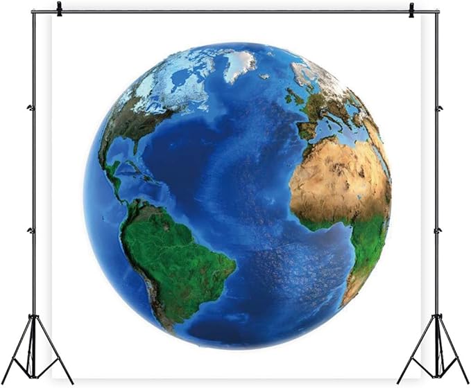 AOFOTO Blue Earth Seen Round Backdrop Space View Earth Photography Background Cover Earth Day Banner Earth Day Photo Backdrop Kids Astronaut Party Baby Shower Boys Girls Photo Booth Prop 6x6ft