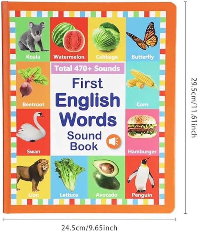 My First English Words Sound Book – 470+ Words, 21 Themes, English Learning Talking Book Toys for Kids 3 4 5 6 Years Old Learn ABC Singing and Speech Music Toy for Babies(3-9Y)