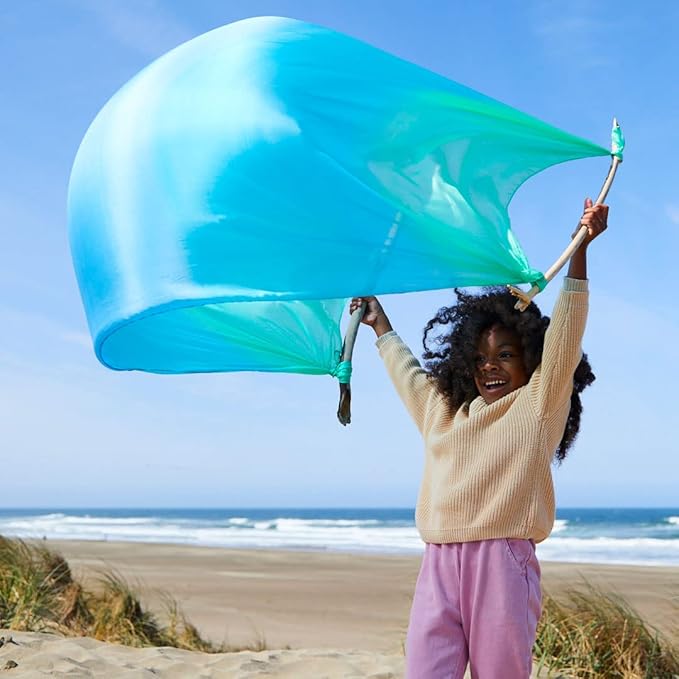 Sarah's Silks Giant Playsilk | 100% Silk Toy for Toddlers | Bright Colored Large Scarves for Fort Building and Pretend Play - Sea