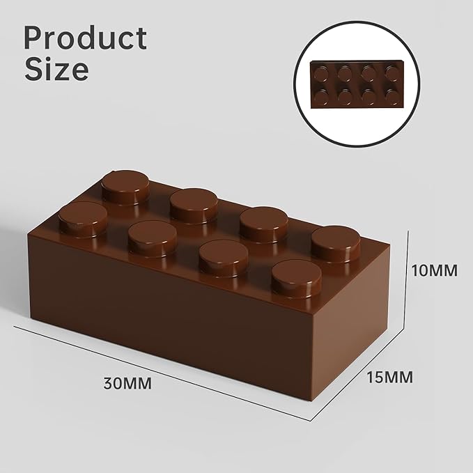 500 Piece Brown Bricks Bulk, Brown 2x4 Building Bricks Flat, Compatible with Lego Parts and Pieces: 2x4 Brown Bricks(Color: Brown)