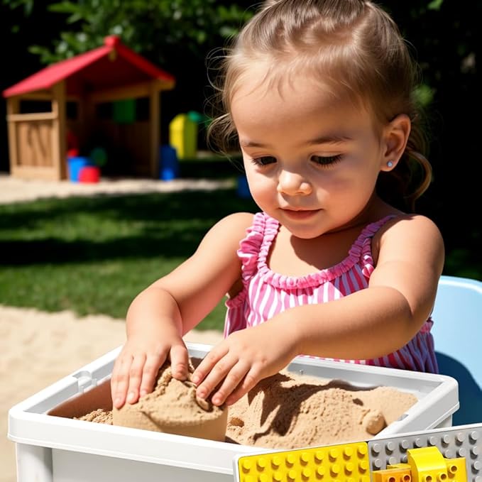 Small Activity Table for Toddlers 1-3, Kids Sensory Table for Playing Building Blocks, Marble Run Toy, Sand & Water, Color Dough, Art & Craft, Drawing & Learning (Small)