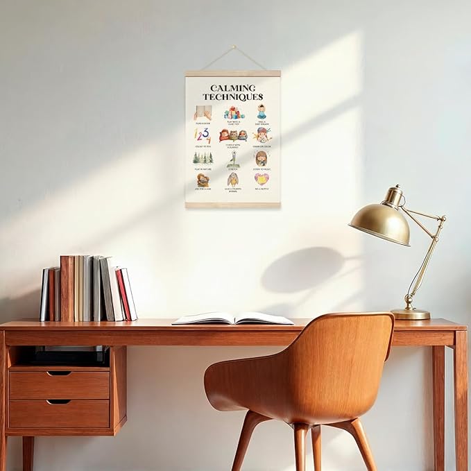 Geondos Calming Techniques Canvas Wall Art, Mental Health Posters, Special Education Banner, Office School Decor, Decoration for Calming Corner Classroom, Emotions Learning Chart for Kids