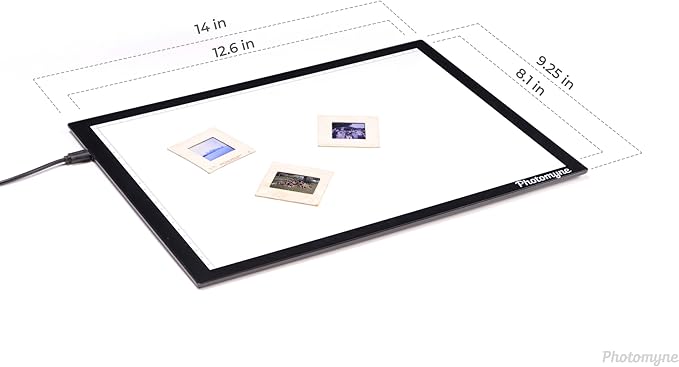 Photomyne A4 Slide Viewer | Light Pad Backlight | Negative Viewer | Film Negatives & Old Slides Scanning Light Box | Hands-Free Ultra-Thin Ultimate Brightness (Includes USB Adapter) - Black
