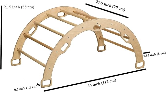 Climbing Arch | Montessori Rocker Arch | Arch with Cosy Pillow | Wooden Climbing Arch with Cushion | Wooden Climbing Arch and Rocker | Indoor Playground Cosy Cushion Rocker (Space)