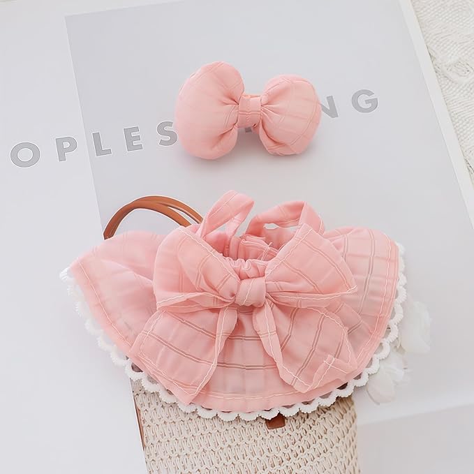 Clothes for Dolls Accessories (No Doll), Kawaii Skirt Outfit Set 2 Pieces for 15cm 17cm Doll Suit, Stylish Dress Up Bowknot Doll Clothing Set Replacement Pink