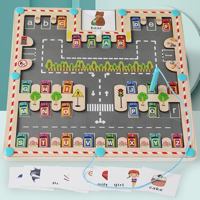 Magnetic Number Maze, Alphabet Maze, Montessori Toy for 3+ Yrs, Wooden Magnet Balls Puzzles, Toddler Busy Board, Preschool Activities, Kids Gift