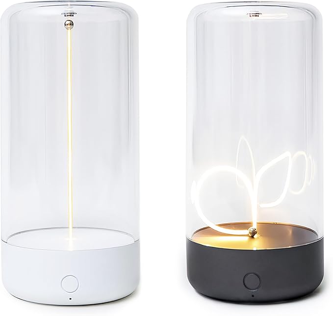 AUGE LIGHT Mini Minimalist Table Lamp Cordless Desk Lamp Rechargeable Modern Night Lights Portable Nightstand Lamps Unique Ambient Light Mood Lighting for Bedroom,Beside 2 Packs Desk Decor(Gray+White)