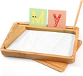 Sand Tray for Classroom Wooden Montessori Sand Tray with Lid for Kids Writing Letters and Numbers, Preschool Classroom Must Haves, Kindergarten Learning Tools (White)