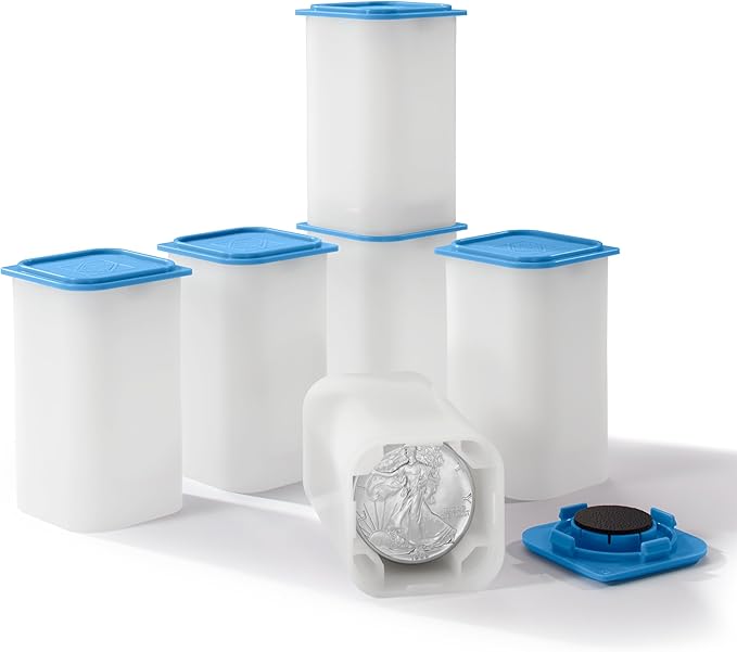 LIGHTHOUSE - Square Coin Tubes for 20 Coins - Perfect for Silver Eagles and US Silver Dollars - Intercept Corrosion Protection (40-41mm) - Pack of 6