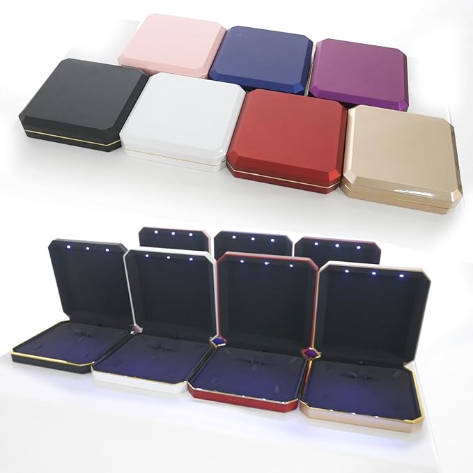 HSLFUAI Necklace Organizer with Led Light,Jewelry Box for Necklace, Necklace Box Gift,Jewelry Gift Box for Wedding, Birthday, Valentine' Day, Mother'S Day, Christmas(Gold)