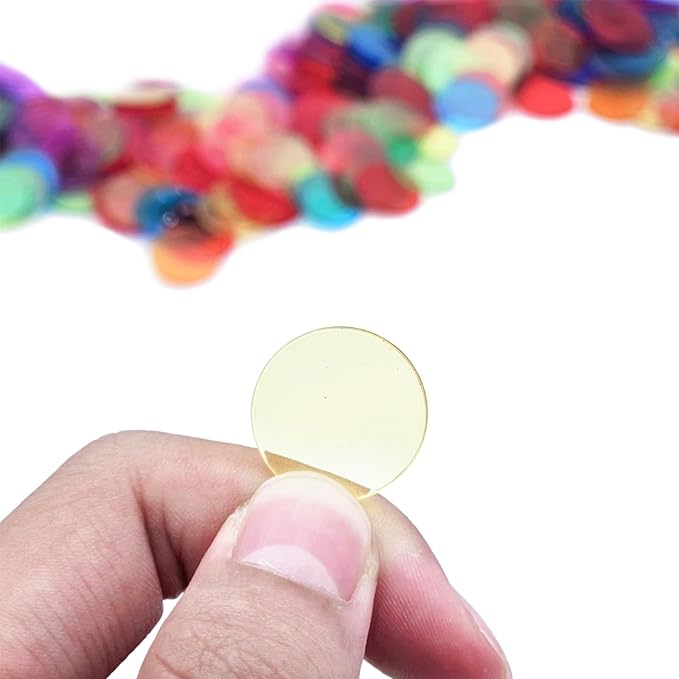 1000 Pcs of 3/4 inch Transparent 8 Color Bingo Counting Chips Plastic Markers for Bingo Games, Math Counters,Classroom,Fun Family Game Night, Large Group Games