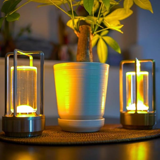 Klarako Crystal Lantern Lamp – Modern Cordless Rechargeable Bedside & Outdoor Light, Portable Wireless Lamp – Dimmable Touch Control – Luxury Living Room & Hotel-Style Lighting (Silver, 10-Pack)