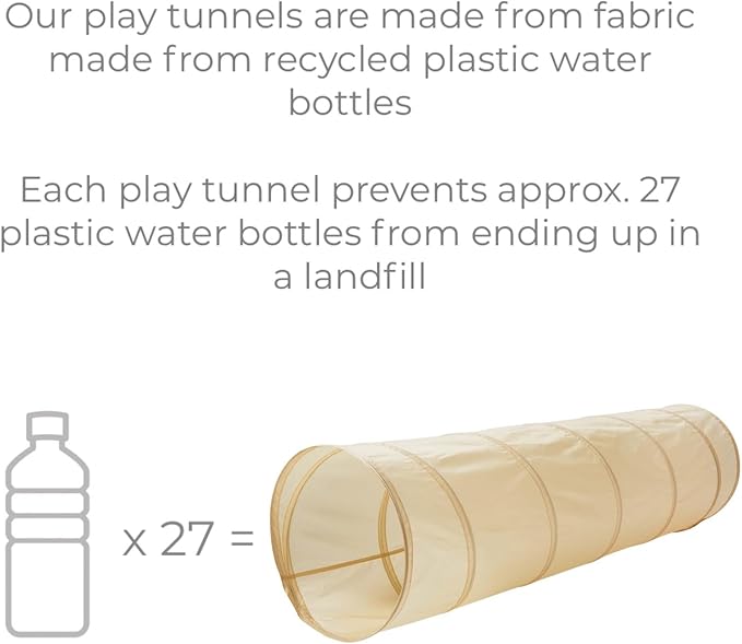 3 Sprouts Kids Play Tunnel - Pop Up Collapsible Tunnels with Recycled Fabric - Fun Crawling Tunnel for Toddler, Baby, Children to Crawl Through, Gross Motor Toy for Indoor Play - Blueberry Ivory