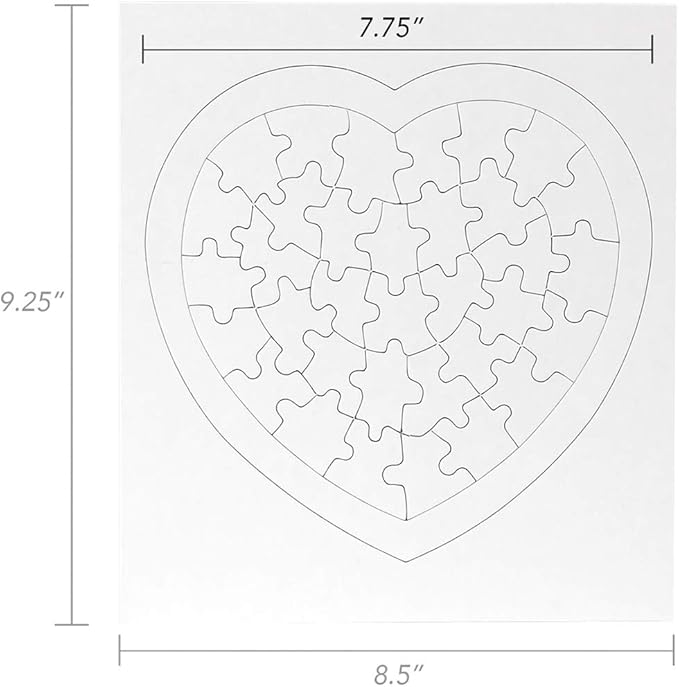 Hygloss 8 Blank Heart Puzzles with Envelopes – 8.5 x 9.5 Inches with Surrounding Frame – Ideal for Valentine’s Day Crafts – Write, Draw, and Decorate – 34 Pieces Each
