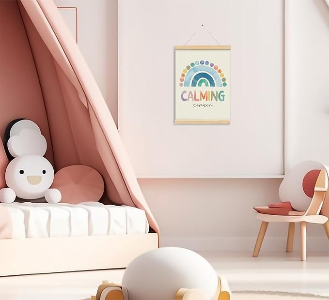 foedor Counseling Office Must Haves Poster Hanger Frame,Rainbow Calming Corner,Mental Health Wall Sign Decor for Home Kids,Mental Health Counselor Gifts,Calming Corner Items for Kids Nursery Baby