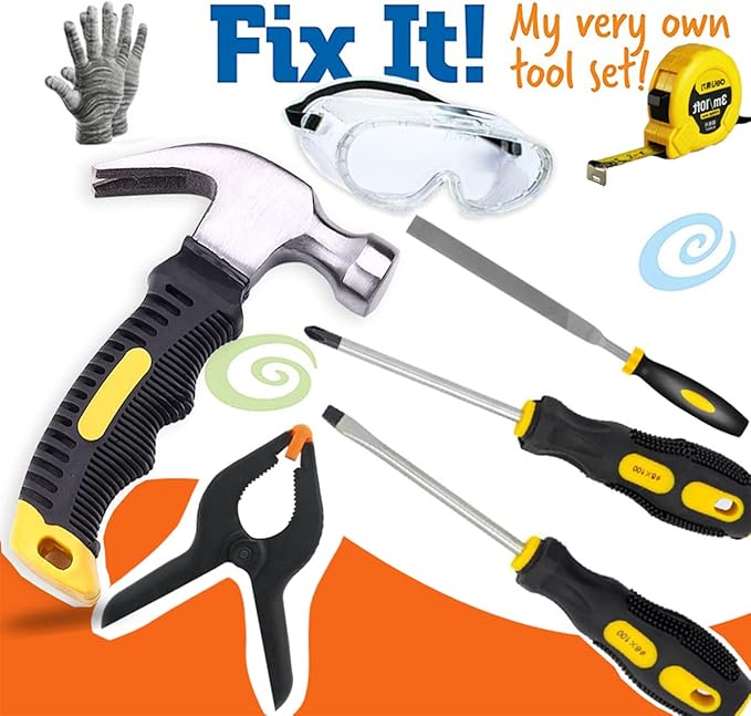 Kids Real Tools Set,Woodworking Tool Set,30 PCS Builder Children Real Hand Tools Kit Construction Learning,Home DIY Play for Boys & Girls Beginner Learning Gift,Come with Tool Box