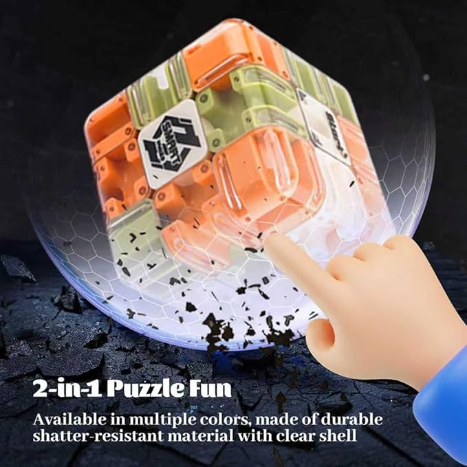 Large 3D Labyrinth Cube Puzzle, 3D Magic Cube Maze Ball Puzzle, Spatial Awareness Brain Training Toy for Stress Relief & Logic Development, Educational Focus Game Gift for Adults Teens(1PC)