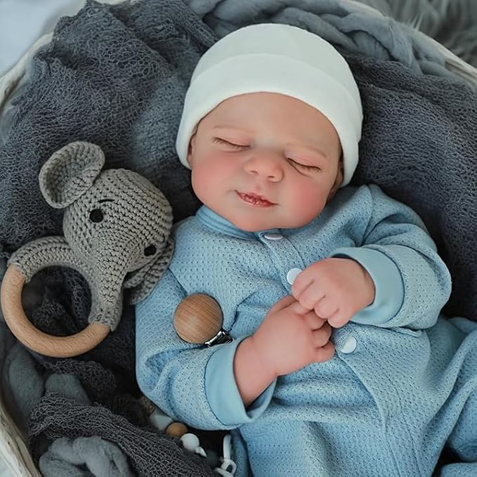 WOOROY Lifelike Reborn Baby Dolls- 18 Inch Realistic Baby Boy, Full Vinyl Body Sleeping Dolls, Poseable Real Life Newborn Realborn Birthday Gift Toy with Doll Accessories for Kids 3+