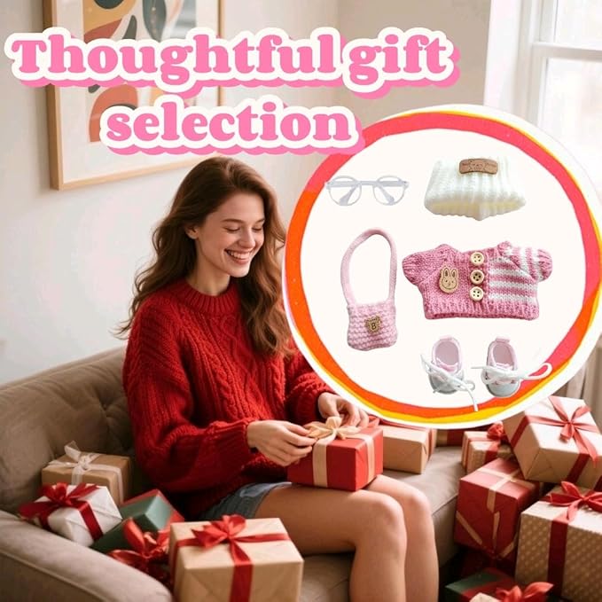 15cm & 17cm Doll Clothes Outfits Set - Premium Dress Up Bundle with Exquisite Accessories | Soft Fabric Fashion Doll Costume for 15-17cm Dolls (Pink-5)
