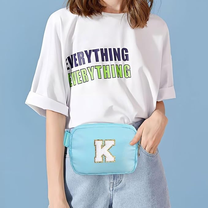 YOOLIFE Initial Belt Bag - Crossbody Bag for Women Blue Letter Monogrammed Everywhere Fanny Pack