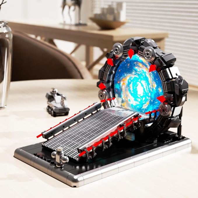 Tunnel Mirror Building Blocks Toy, Tunnel Ring Model with Battle Vehicle, Gifts for Sci-Fi Movie Lovers, Boys and Girls 6+ (855Pcs) Compatible with Lego