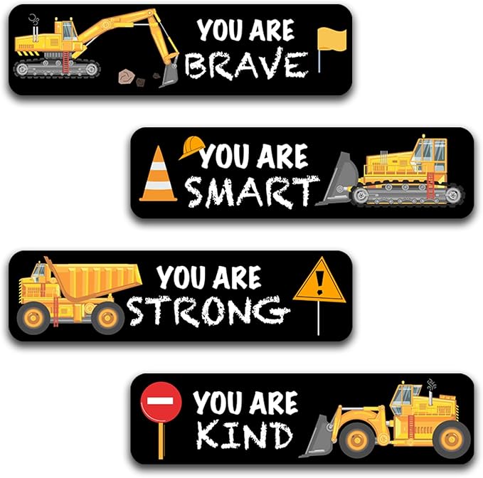 4 PCS Construction Wall Decals Glow in The Dark，Construction Stickers Toddler Room Decor for Kids Baby Nursery, Boys Glowing Motivational Wall Art Inspirational Sticker