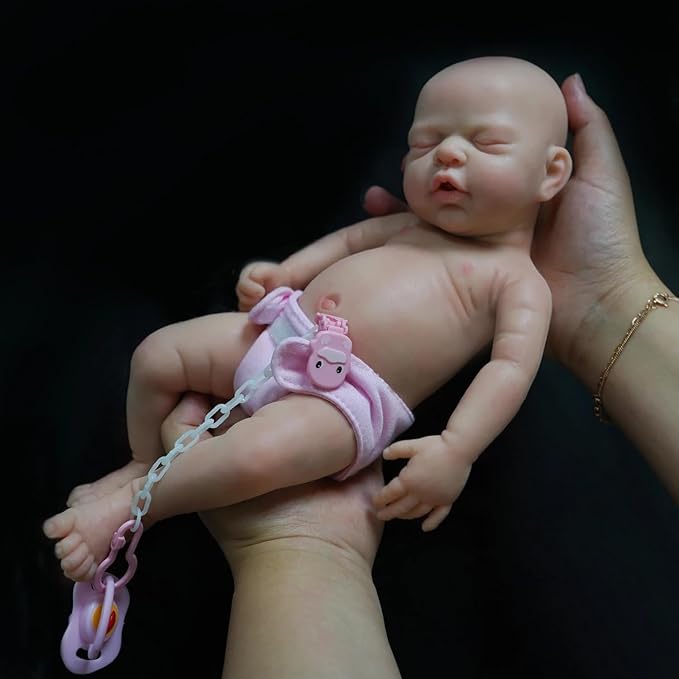 12" Lifelike Reborn Baby Dolls, Full Silicone Reborn Baby, Realistic Newborn Baby Doll Sleeping Girl Real Life Baby Dolls with Clothes Set & Feeding Accessories