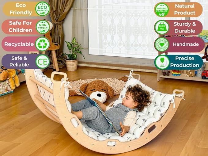 Climbing Arch Pillow Only | Cushion for Toddler Climbing Arch | Montessori Rocker Cushion | Toddler Floor Pillow for Kids (Star)