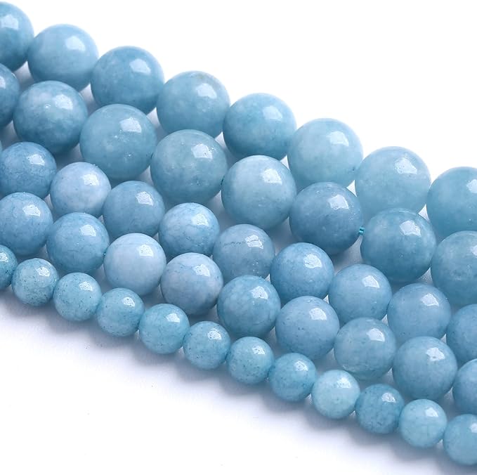 6MM 60PCS Blue Aquamarine Jade Loose Beads for Jewelry Making DIY Bracelet