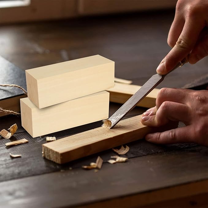 8PCS Basswood Carving Blocks, 6x2x2 inch Unfinished Wood Blocks for Crafts, Unfinished Wood Squares Wooden Blocks for Arts and Crafts