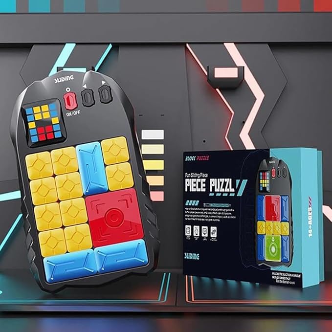 Super Slide Puzzle Game – Rechargeable Brain Teaser Unlock 500+ Levels of Electrifying Sliding Puzzles，A Dazzling Electronic Brain Challenge with Addictive Puzzle Fun for All Ages(Black)