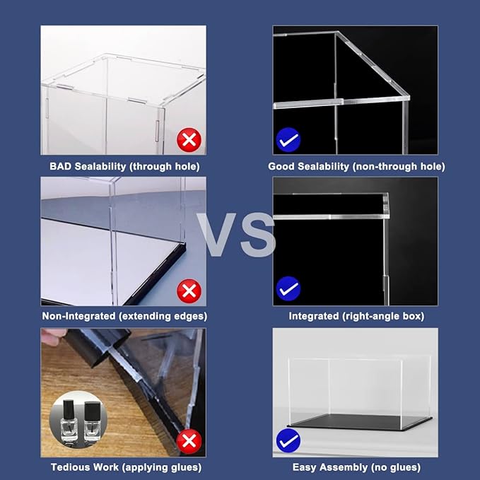 SVENJBB Display Case for Book, 13x10x3 Inch Book Acrylic Box for Display, Clear Acrylic Display Cases with Matte Black Base for Stamps, Coins, Cards and Jewelry