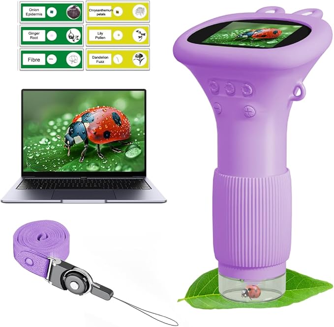 Kids Microscope Pocket Microscope -1000X Portable Microscope for Kid | Photo and Video Mini Microscopes | 2'' Digital Little Scientist Microscopes for 3-10 Age Years Old Boys Girls Toys Gifts