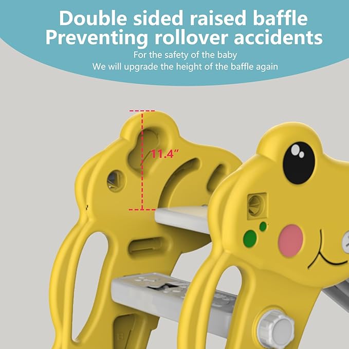 Toddler Slide,Kids Slide Playset for Toddler,Indoor Outdoor Slide Toddler Playset with Ball & Hoop, and Non-Slip Steps,Gift for Boys and Girls 1-3 Years (Yellow)