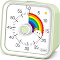 Visual Timer for Kids with Pause Function, Cute Silent Timer with Rainbow for Classroom, Teaching, Task, Kitchen, 60 Minute Countdown Time Management for ADHD (Rainbow Green)