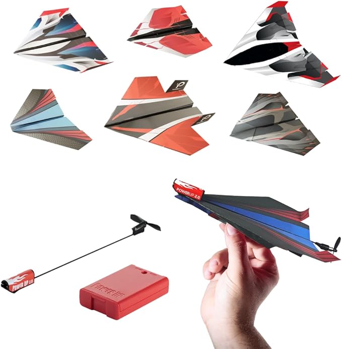 POWERUP 2.0 Paper Airplane Conversion Kit | Electric Motor for DIY Paper Planes | Fly Longer and Farther | Perfect for Kids & Adults | Ready to Use Aeroplane Engine Kits | 2.0 Multicolor