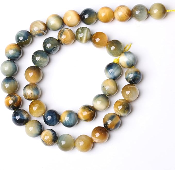 12mm 32PCS Natural Stone Dreamlike Blue Tiger Eye Beads for Jewelry Making DIY Bracelet