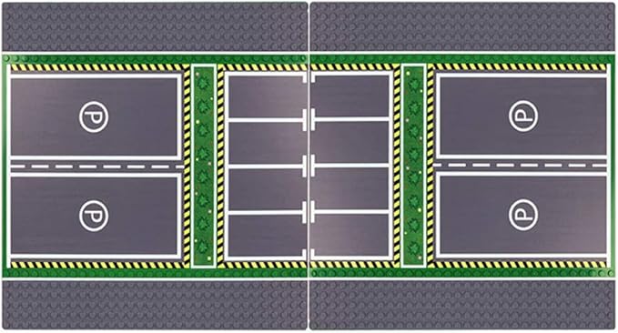 Parking Lot Baseplate 10" x 10" - Building Brick Base Plate Compatible for All Major Brands,for City Roads, Towns and Garages Kids Blocks Toy (2 Parking lot baseplate)