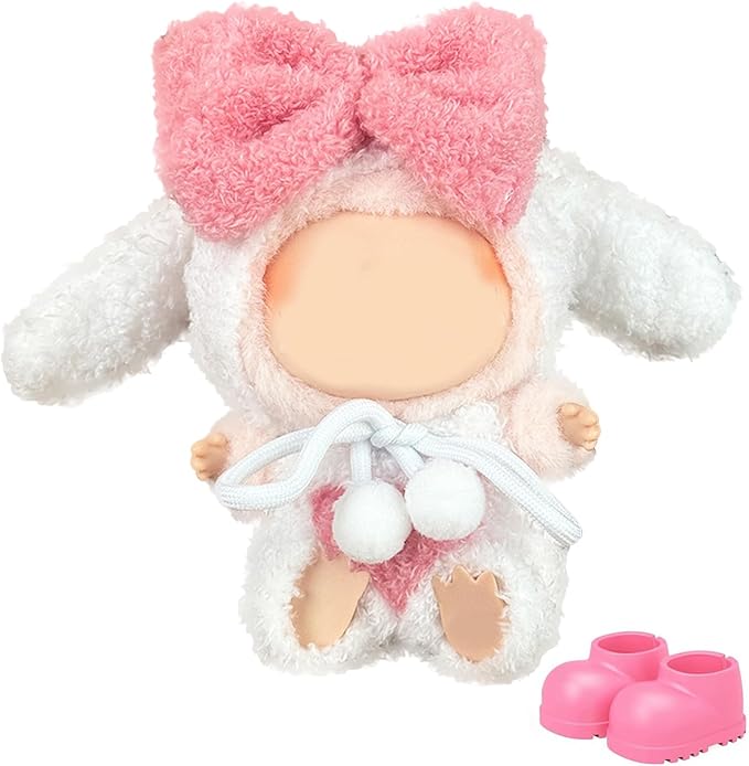 17cm Doll Clothes and Shoes Set, Pink Bunny Clothes Set, 4 PCS Cute Outfits and Shoes Stylish Exquisite Accessories