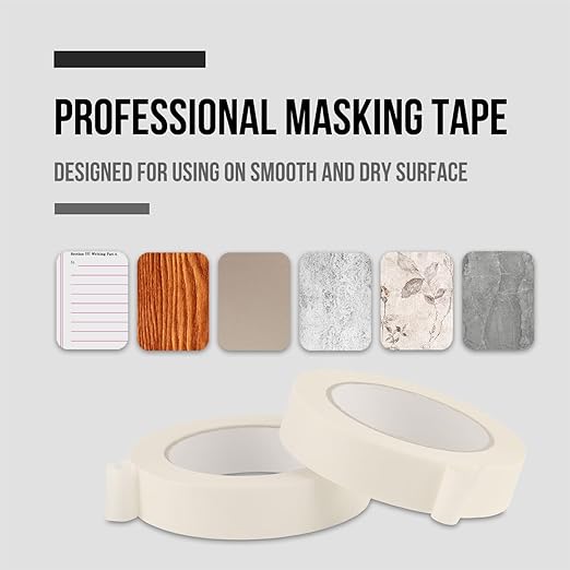 Lichamp Masking Tape 1 inch, 20 Pack General Purpose Beige White Masking Tape, 1 inch x 55 Yards x 20 Rolls (1100 Total Yards)