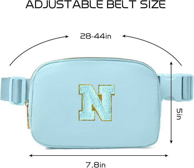 Gitus Gifts for 8 9 10 11 12 Year Old Girls Belt Bag Fanny Pack Crossbody Bags with Initial Letter Patch Cute Stuff Birthday Gifts for Teen Girls Women Personalized Trend Stuff (Icing Blue-N)