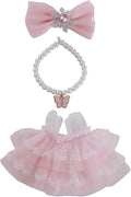 17cm Doll Clothes Set 3-Piece Doll Clothing Set with Pink Dress Necklace and Butterfly Decor Accessories for 17cm Plush Dolls, Clothes Only, No Doll Included