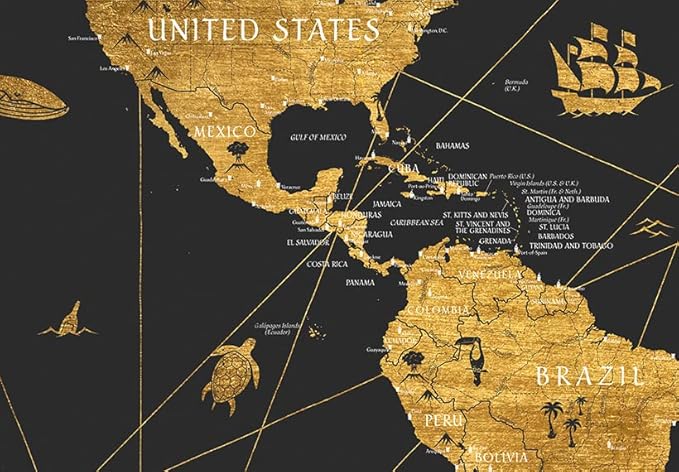 artgeist Pinboard World Map 35x24 in - Cork Board & Canvas Print Wall Art 1 pcs Memoboard with 50 Pins Noticeboard Message Board Image Picture Home Decor Travel Map Map of The World k-A-0490-p-a