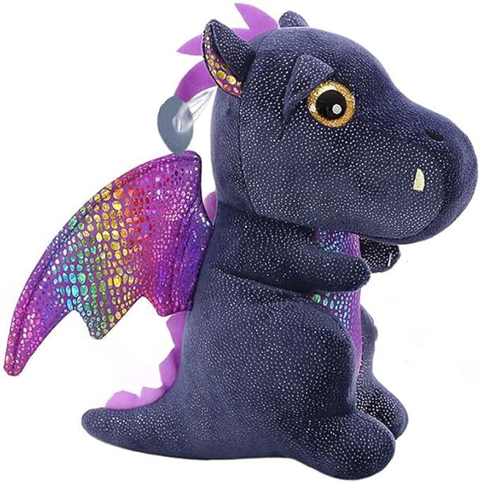 Dragon Stuffed Animal Cute Dragon Plush Doll Toy 10 inch for Girls Boys Christmas (Dragon Black 25cm)