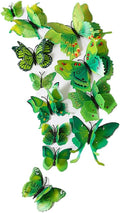 Mixed of 12PCS 3D Pink Butterfly Wall Stickers Decor Art Decorations¡­ (Green)