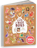 CUPKIN The Life of Busy Bugs Stickers, Toddler Sticker Book for Kids, Fun Bugs Toy, Toddler Road Trip Essentials, 300+ Girly Stickers + 8 Sticker Scenes and Coloring Pages, Bugs Stickers Ages 2+