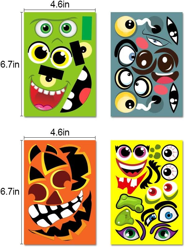 Make Your Own Jack-O-Lantern,Mummy,Witch,Monster Hunt Craft Stickers Kids Halloween Decorations 16pcs